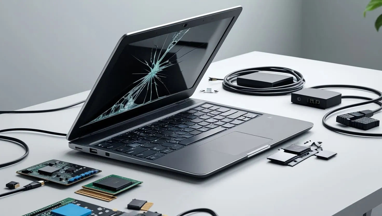 Ноутбук із тріщиною в екрані